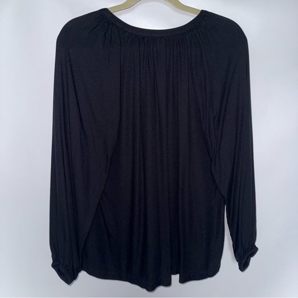 Old Navy Black Women's Flowy Peasant Blouse size large boho vibe coastal cowgirl - Picture 4 of 13